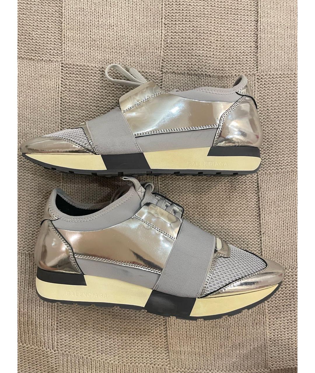 BALENCIAGA Серебряные синтетические кроссовки, фото 2