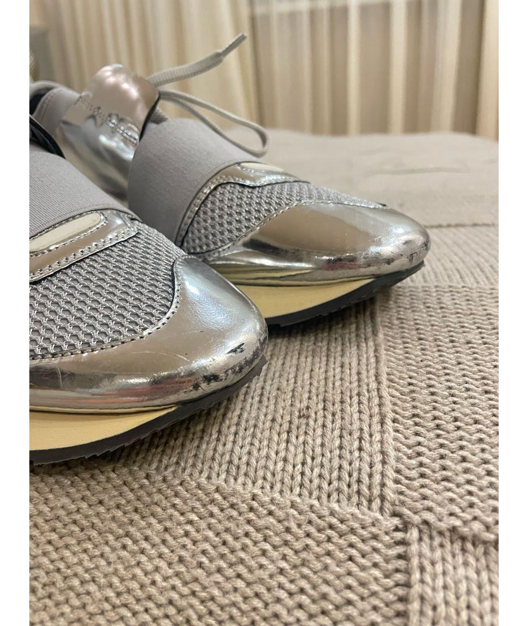 BALENCIAGA Серебряные синтетические кроссовки, фото 3