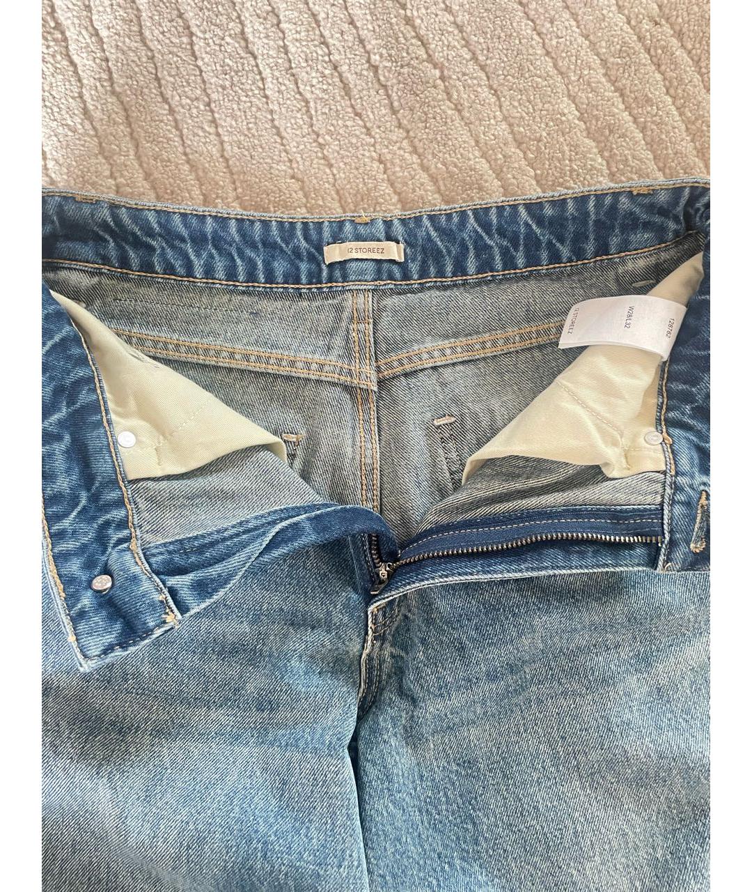 12 STOREEZ Голубые хлопковые джинсы клеш, фото 3