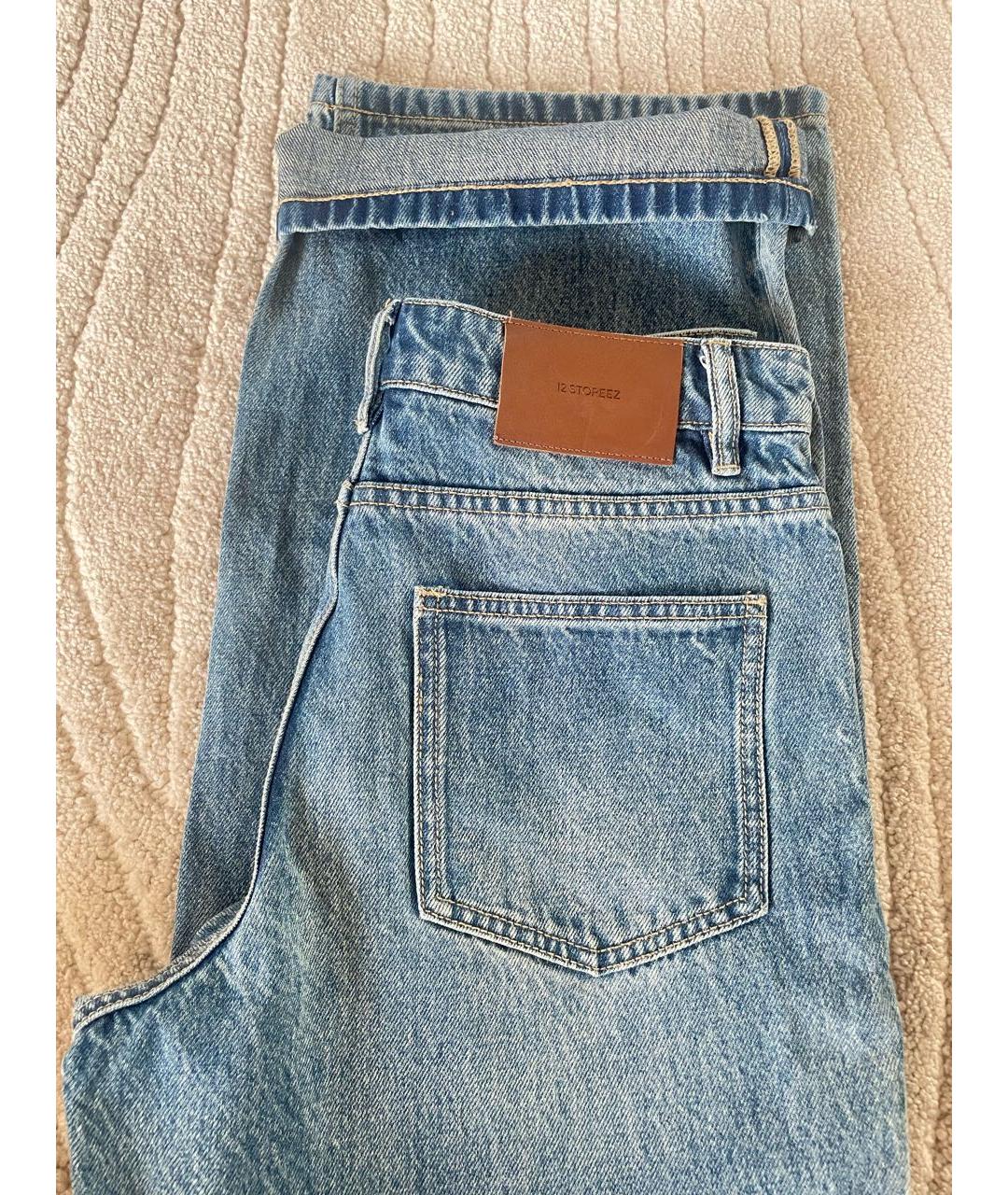 12 STOREEZ Голубые хлопковые джинсы клеш, фото 4