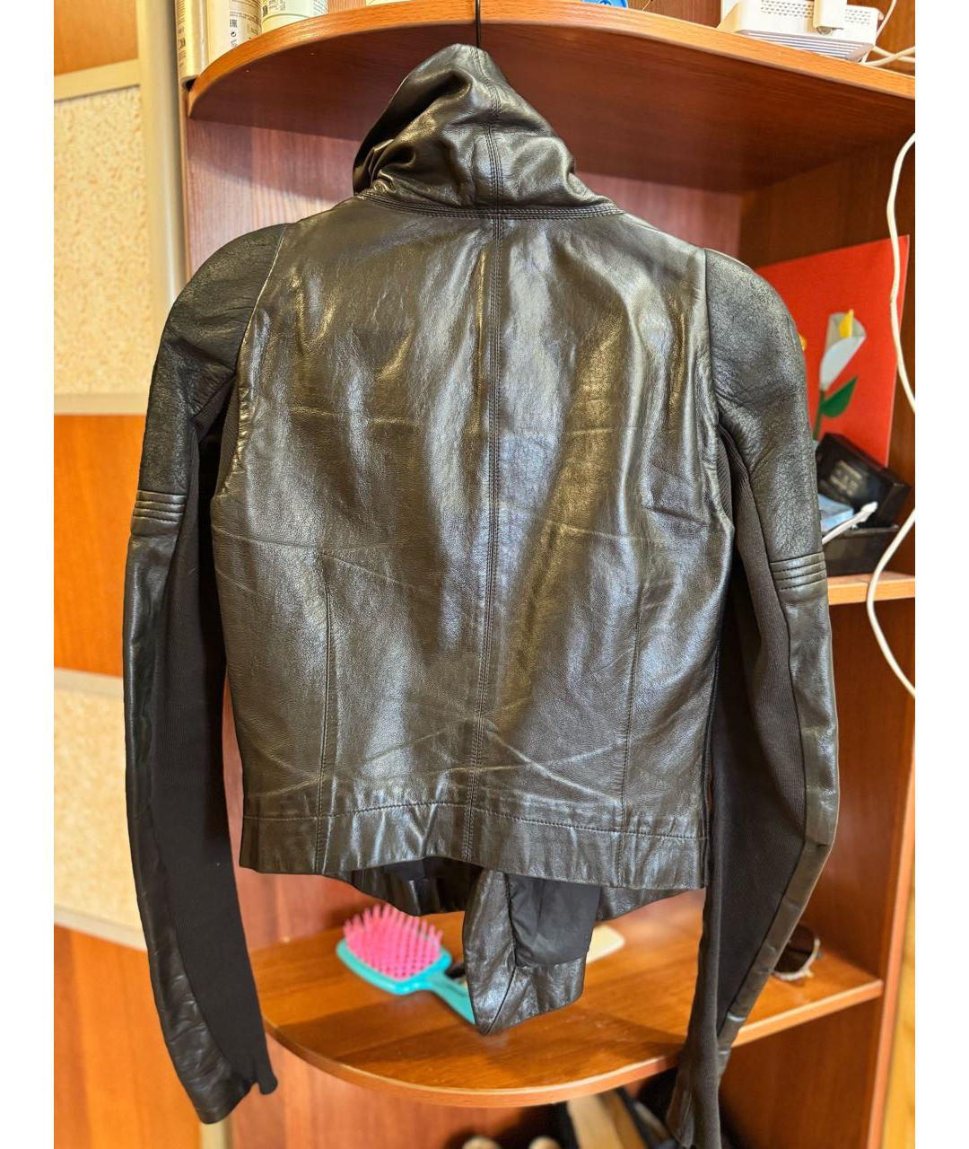 RICK OWENS Черная кожаная куртка, фото 2