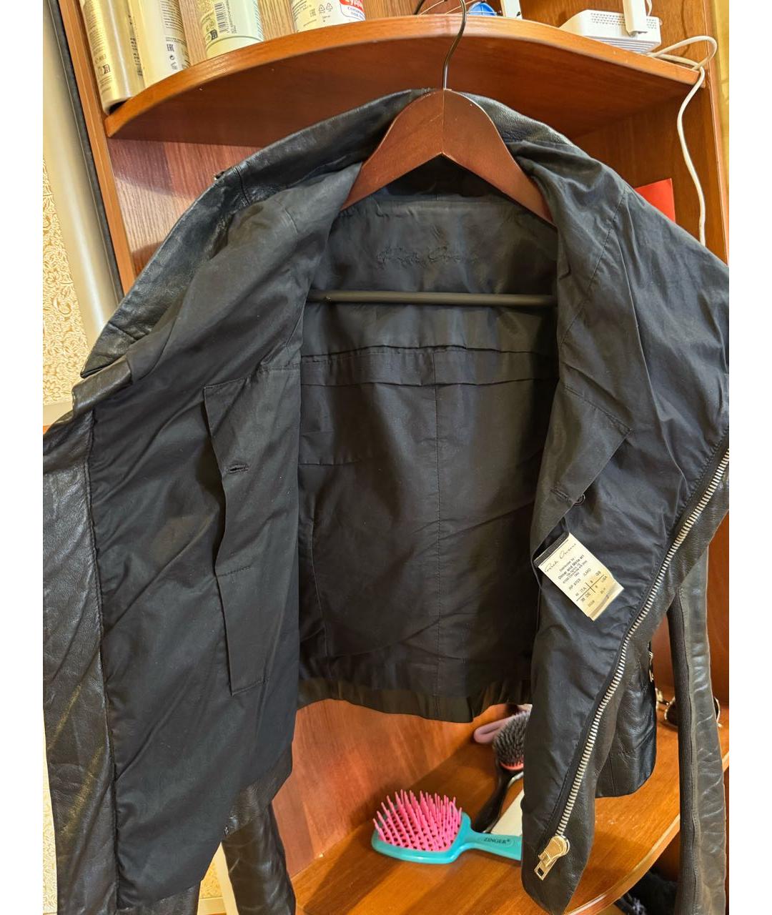 RICK OWENS Черная кожаная куртка, фото 3