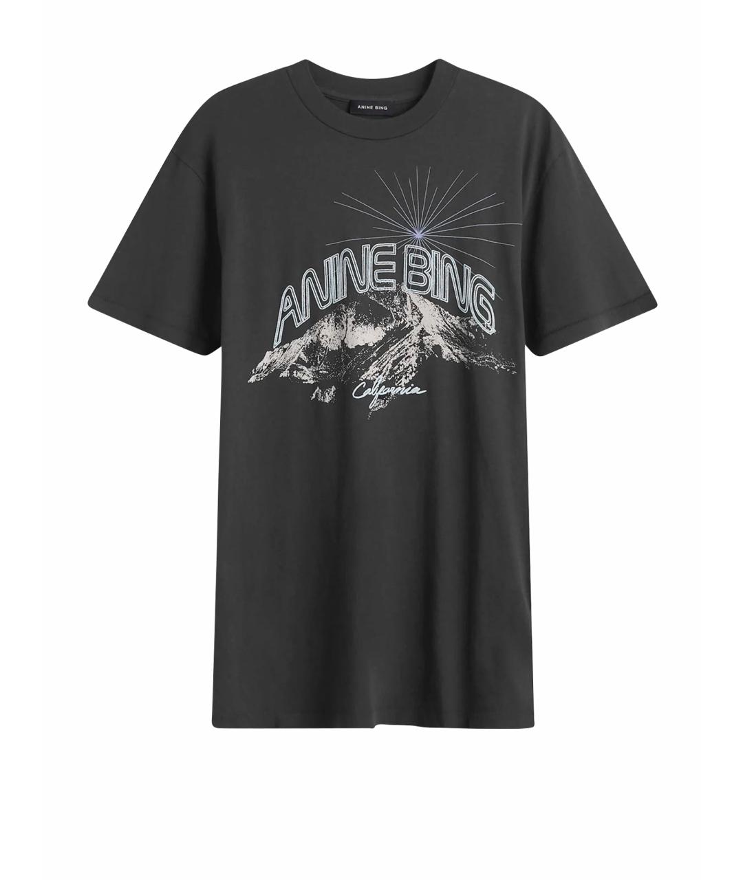 ANINE BING Серая хлопковая футболка, фото 1