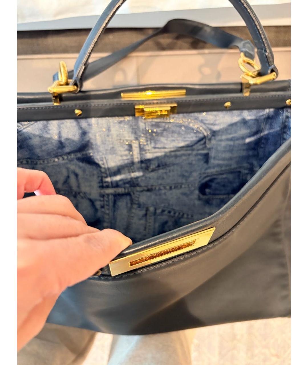 FENDI Темно-синяя кожаная сумка через плечо, фото 2