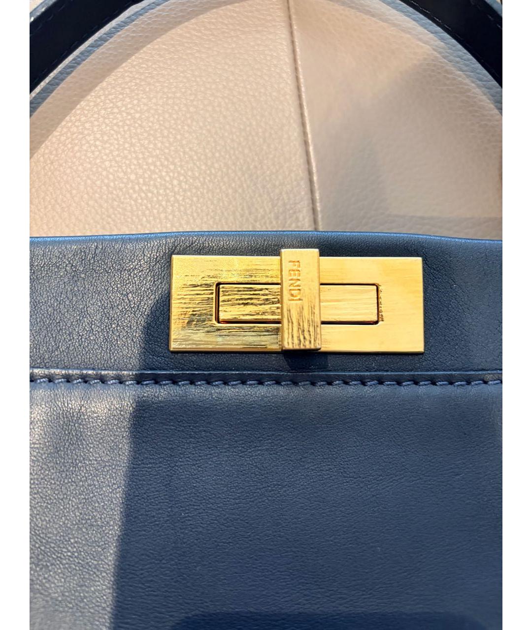 FENDI Темно-синяя кожаная сумка через плечо, фото 4