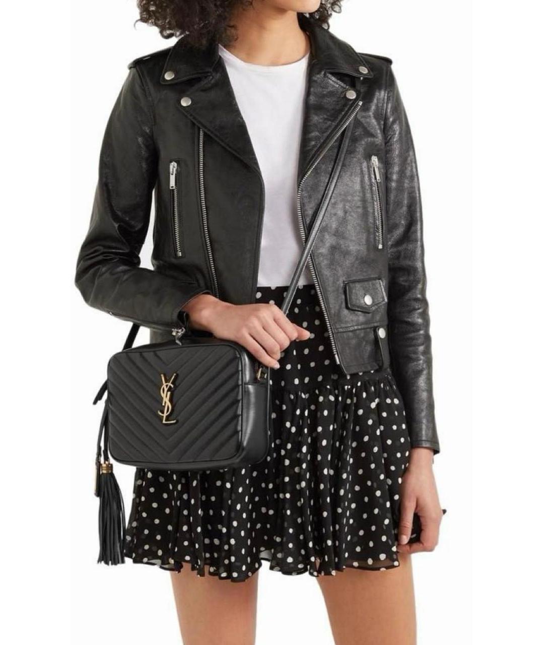 SAINT LAURENT Черная кожаная сумка через плечо, фото 2