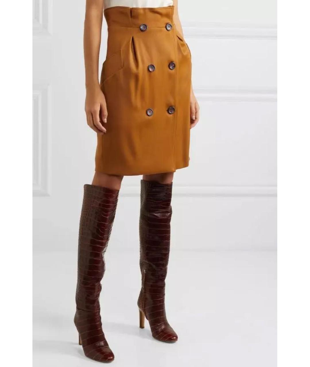 MAX MARA Бежевая шерстяная юбка мини, фото 6