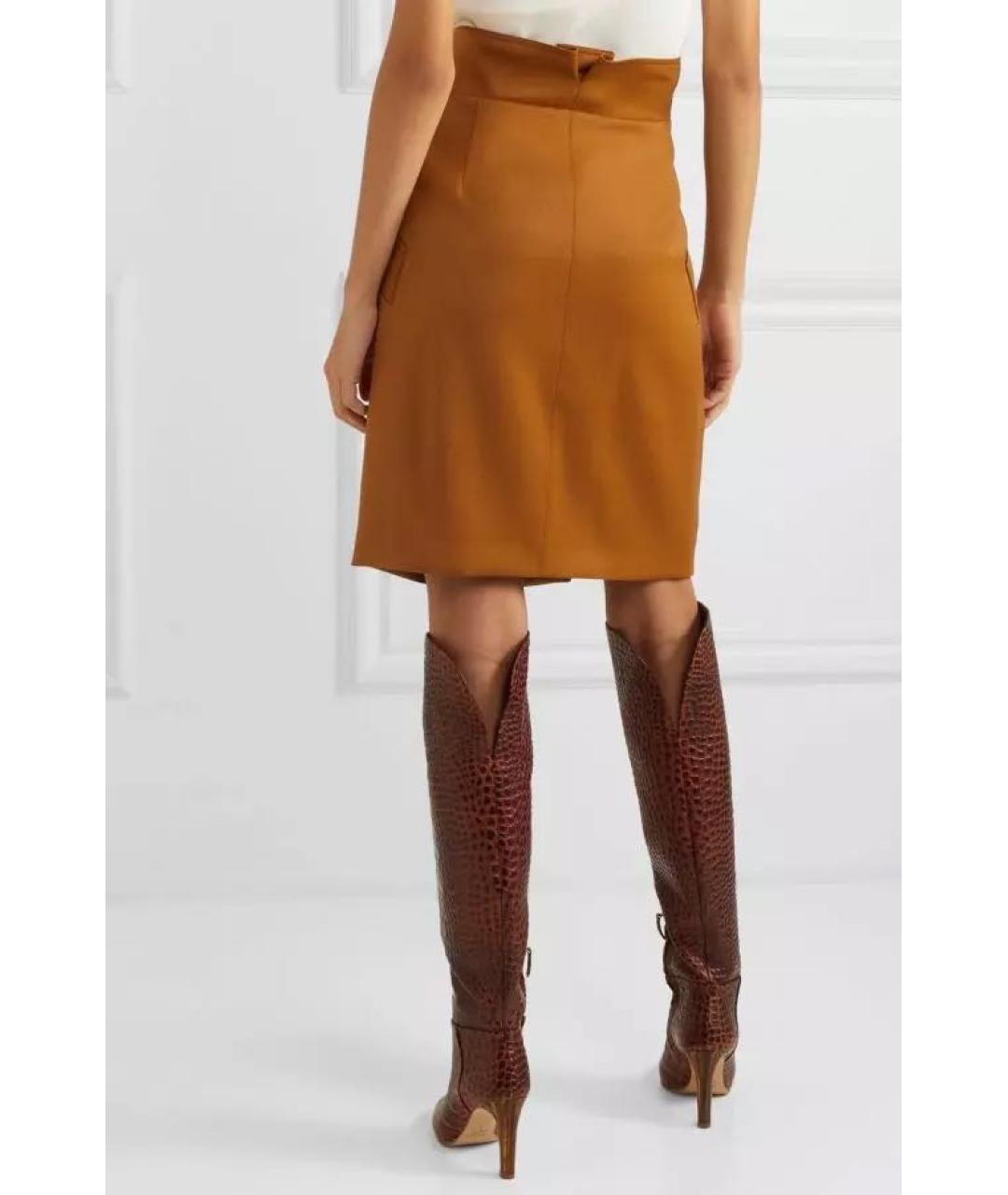 MAX MARA Бежевая шерстяная юбка мини, фото 7