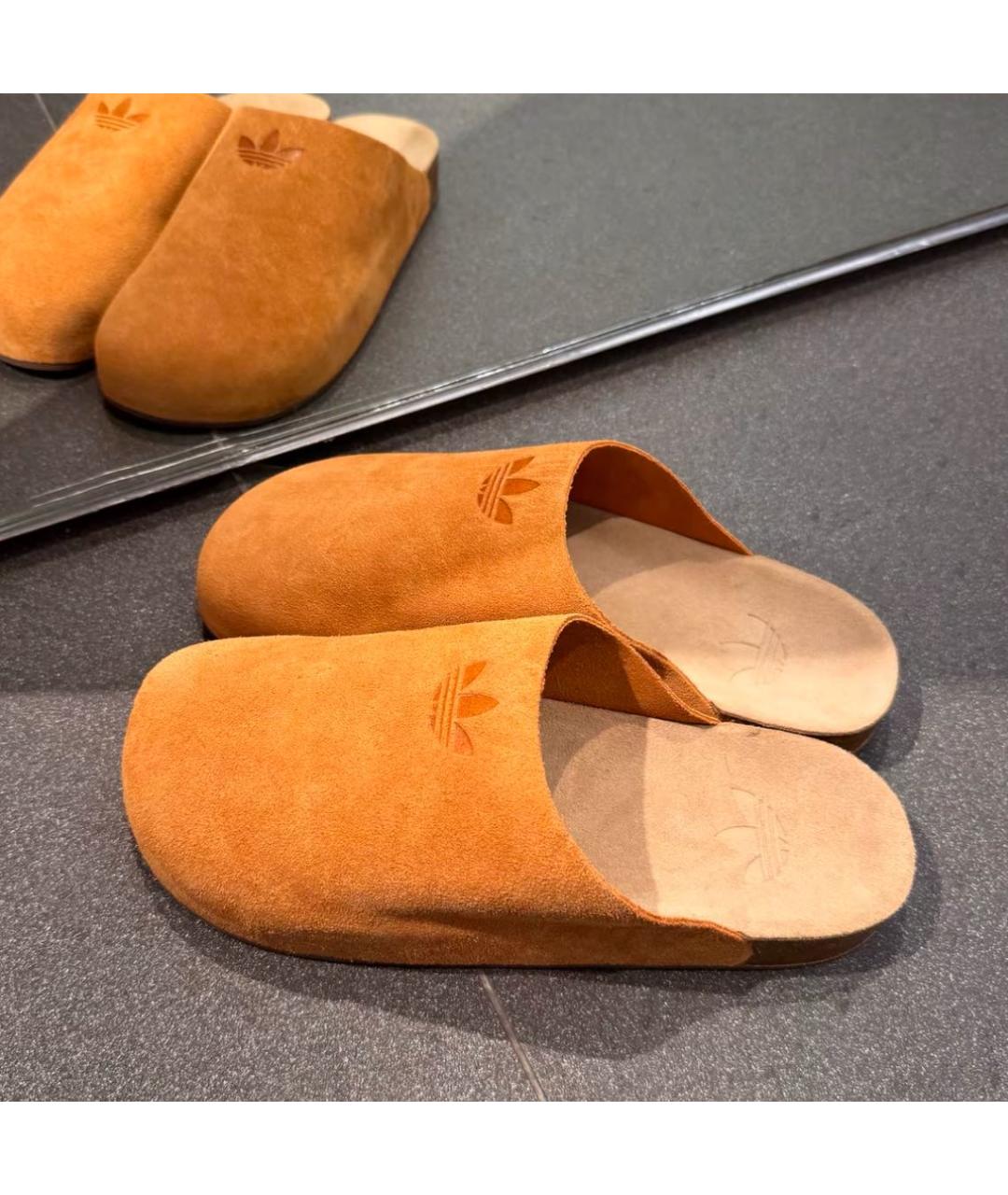 ADIDAS Коричневые замшевые шлепанцы, фото 6