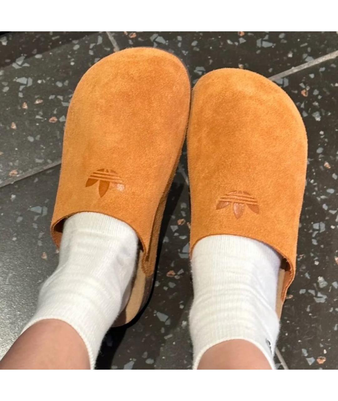 ADIDAS Коричневые замшевые шлепанцы, фото 4