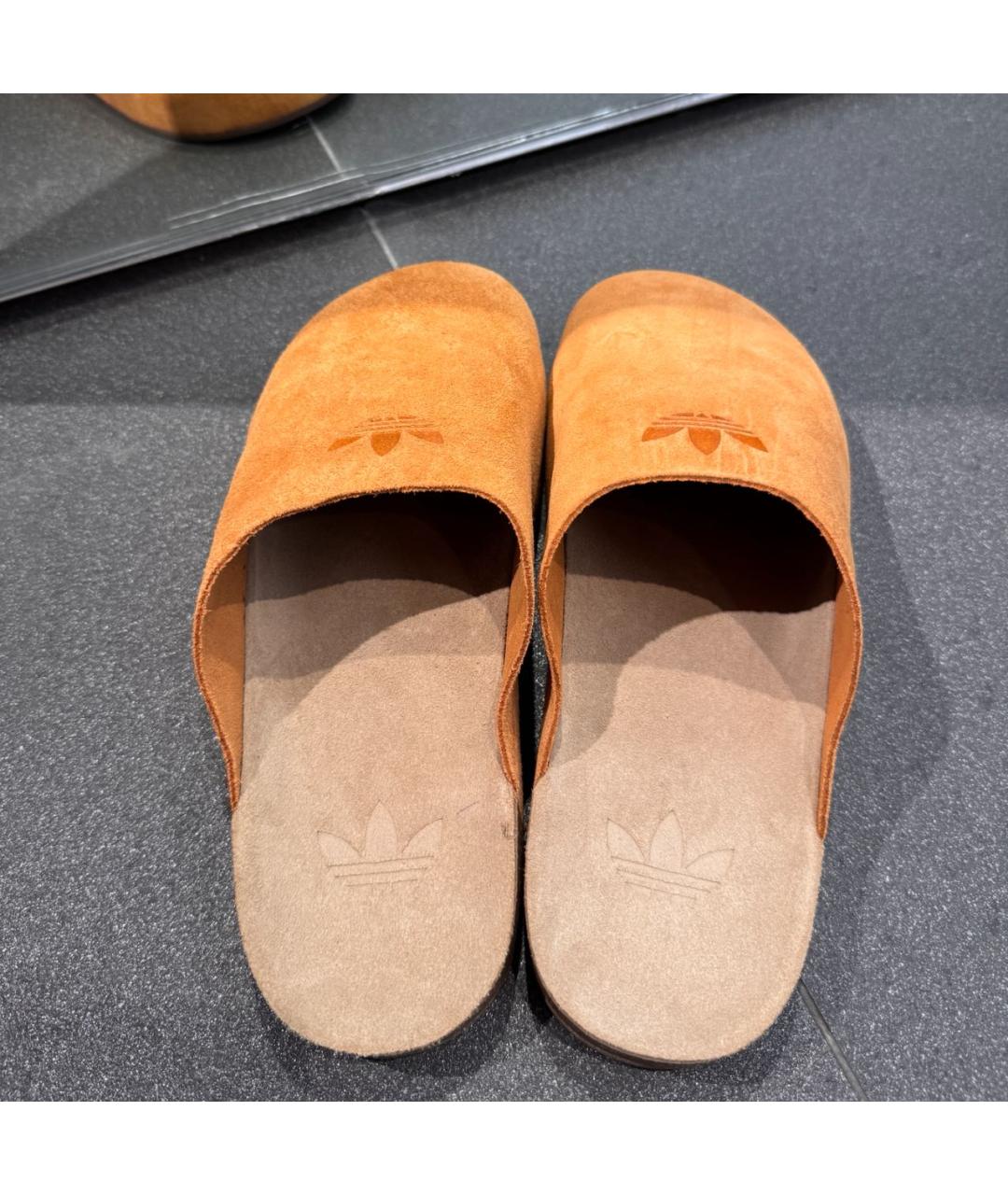 ADIDAS Коричневые замшевые шлепанцы, фото 7