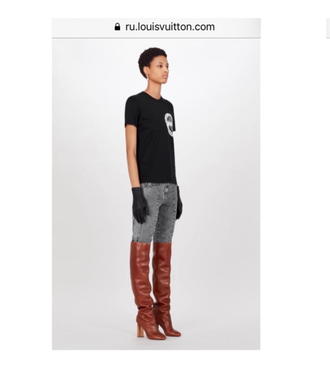 LOUIS VUITTON Черные кожаные сапоги, фото 3