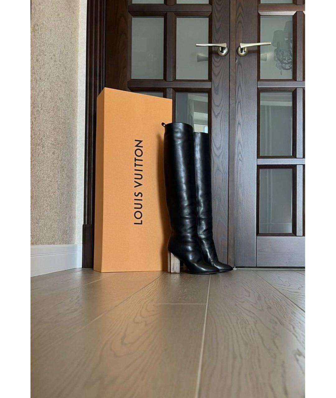 LOUIS VUITTON Черные кожаные сапоги, фото 8