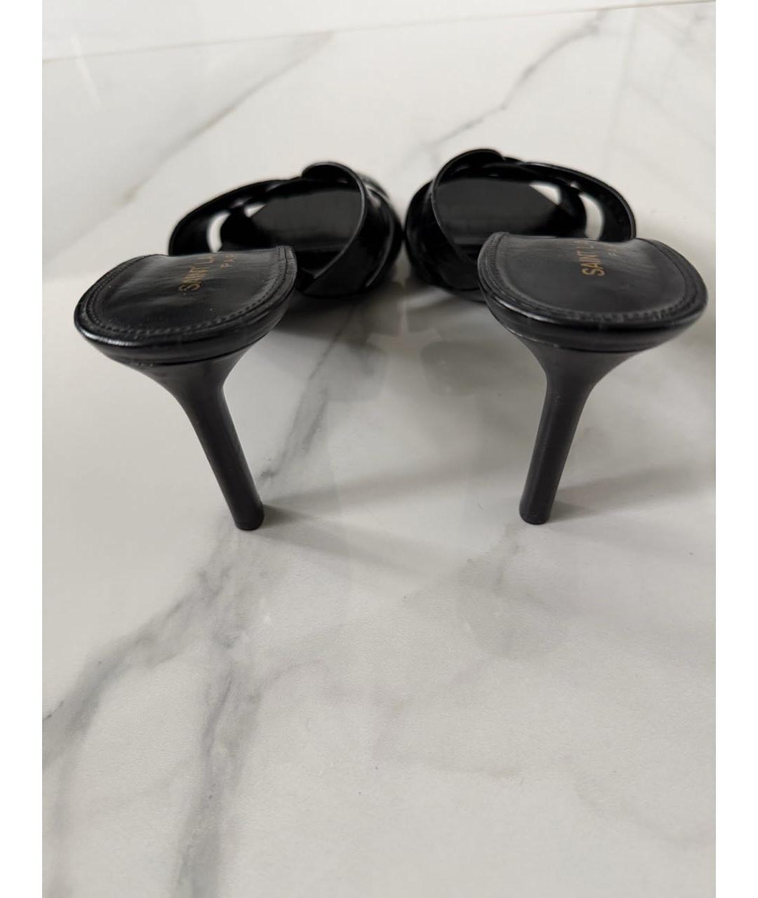 SAINT LAURENT Черные кожаные босоножки, фото 4