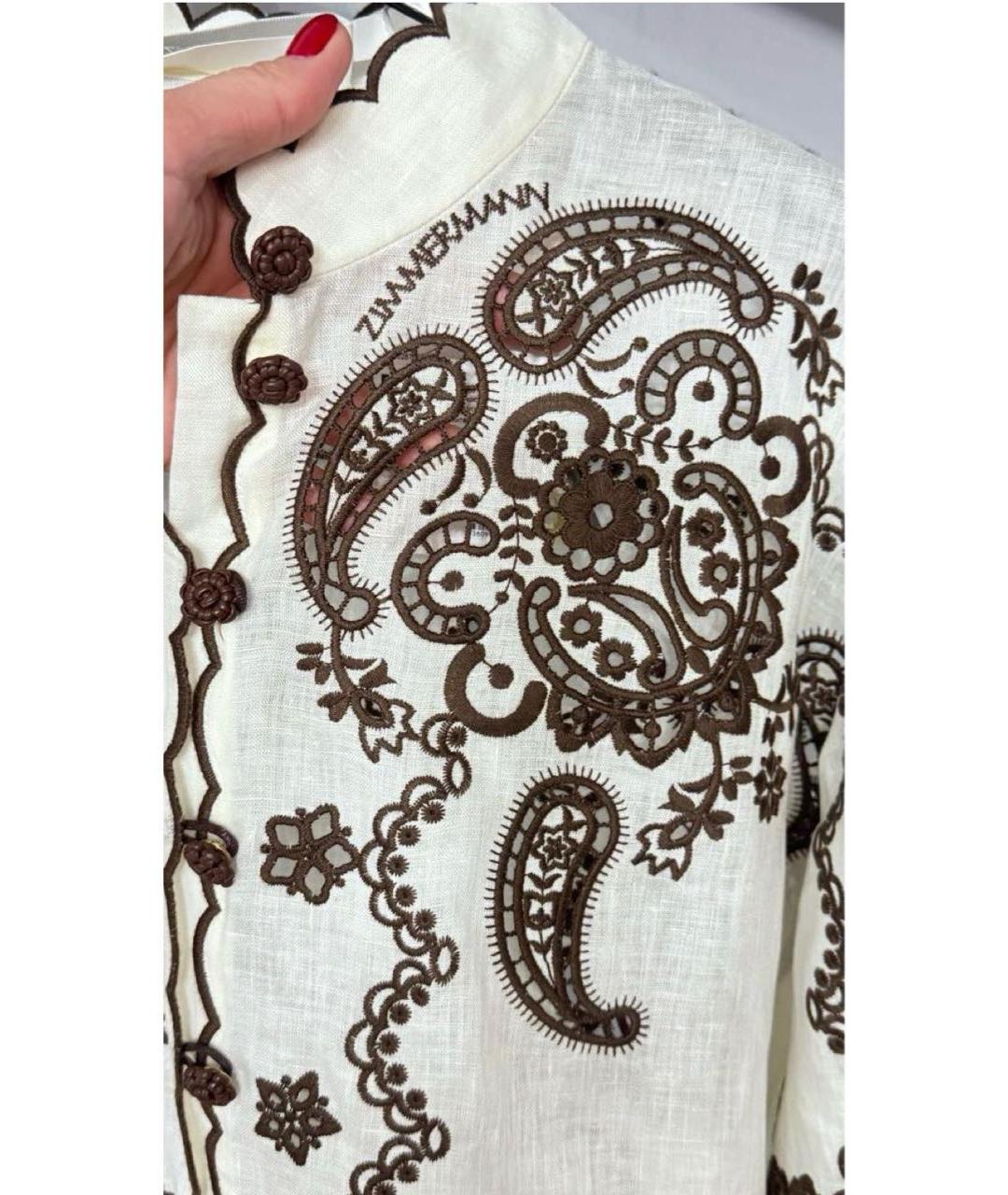 ZIMMERMANN Бежевая хлопковая рубашка, фото 3