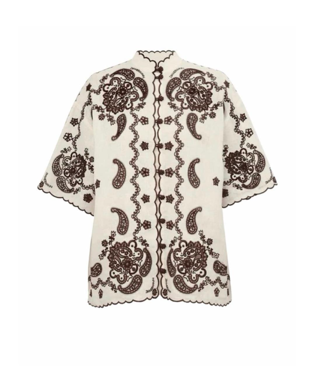 ZIMMERMANN Бежевая хлопковая рубашка, фото 5