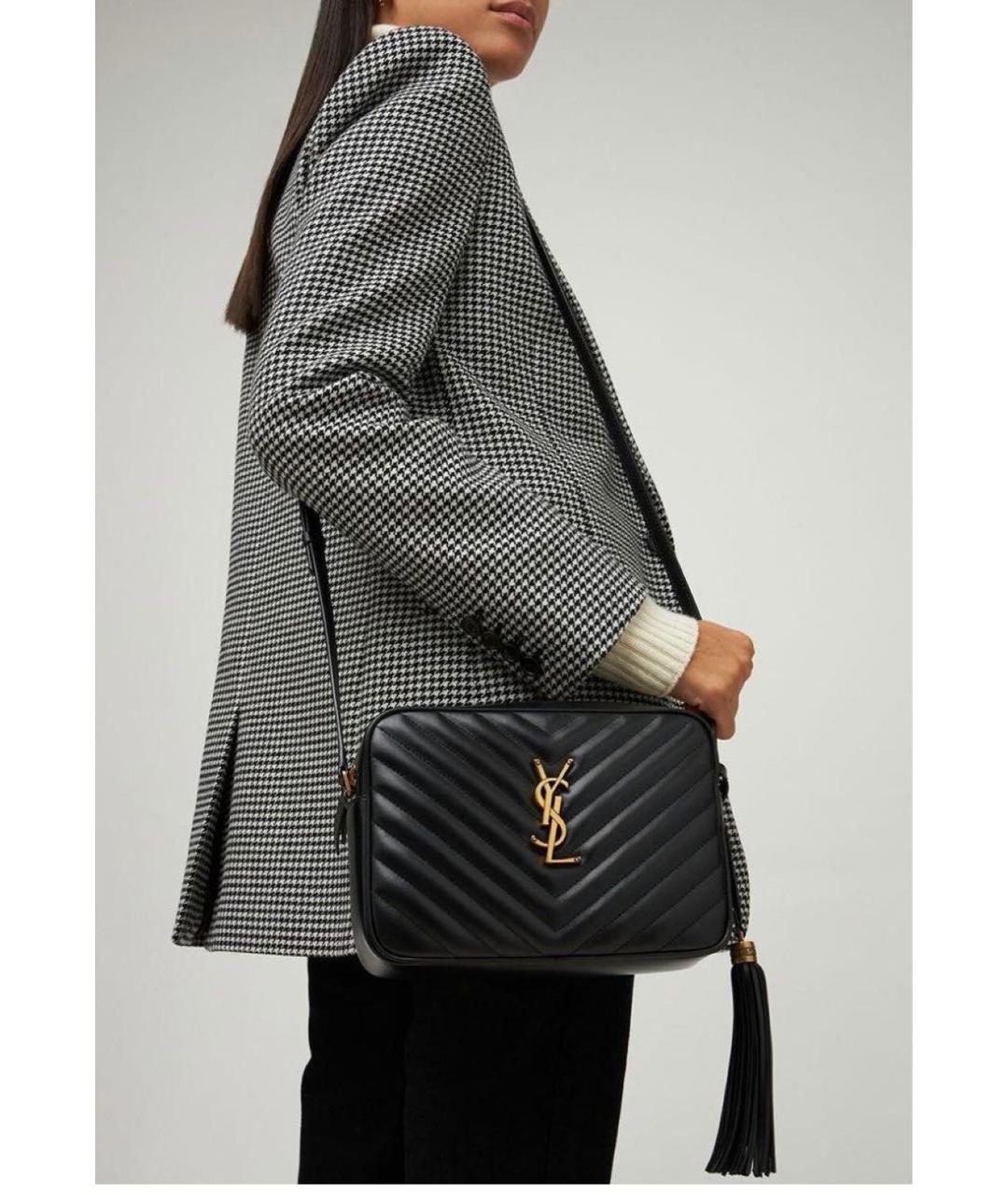 SAINT LAURENT Черная кожаная сумка через плечо, фото 3