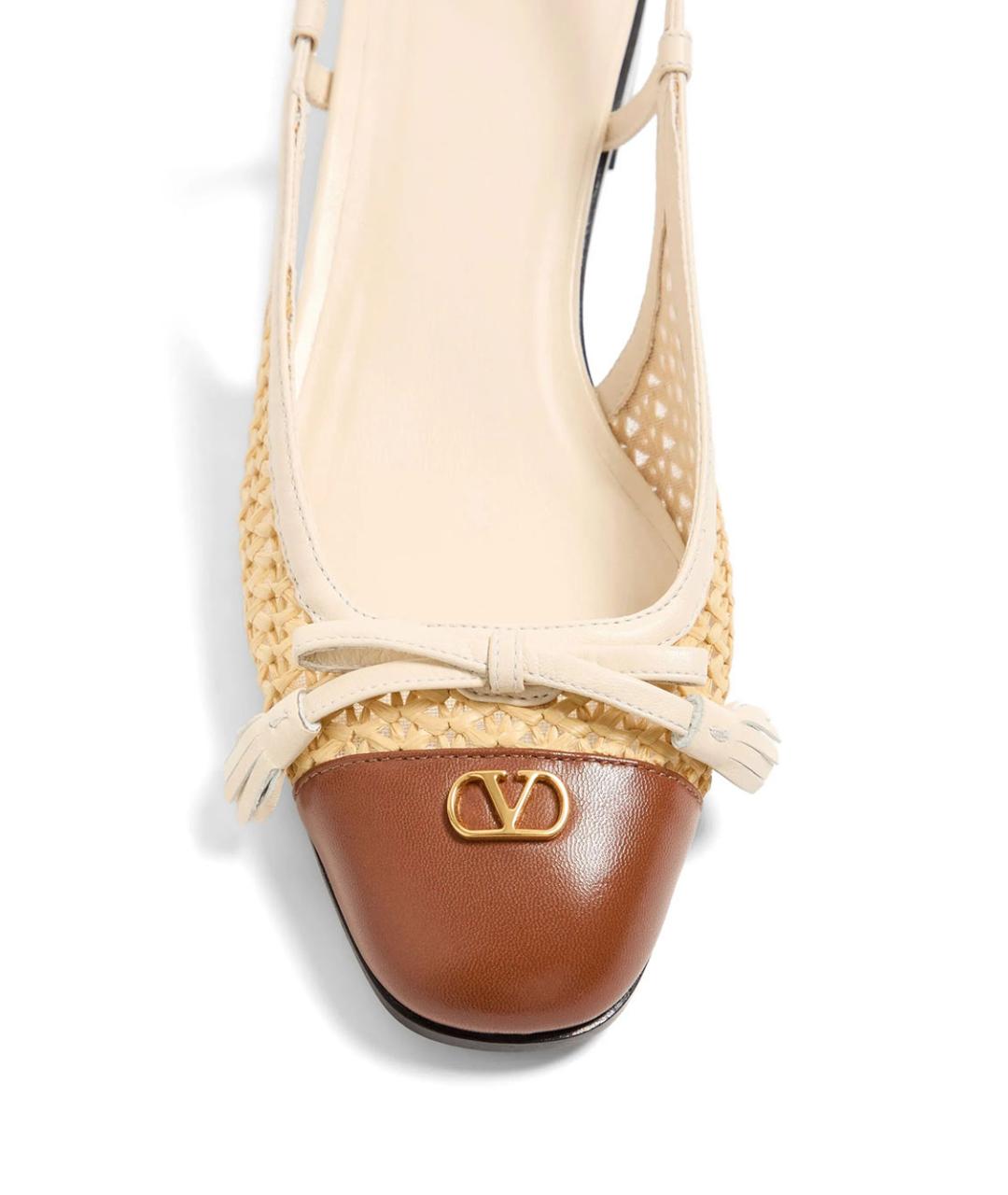 VALENTINO Бежевые кожаные балетки, фото 2