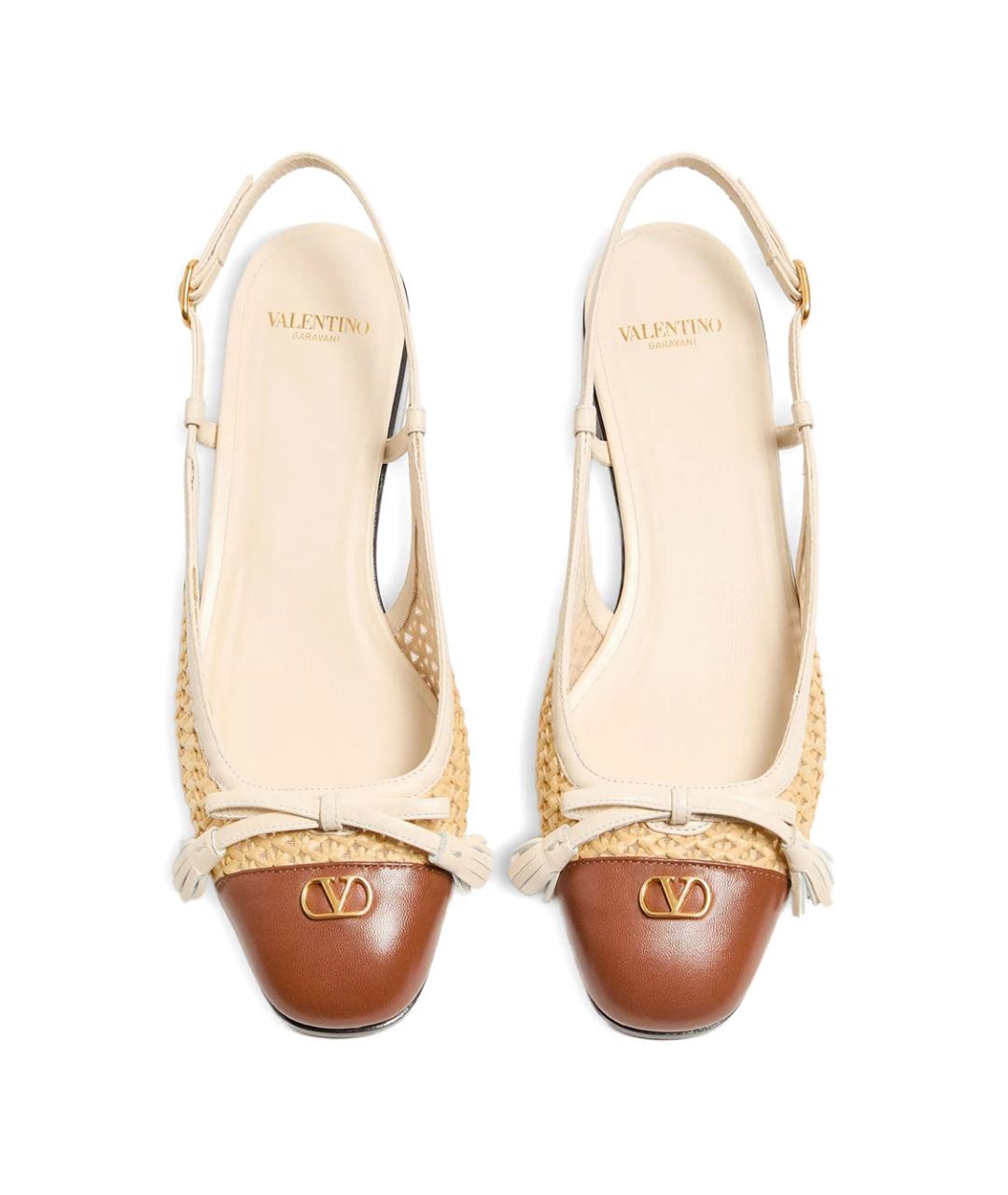 VALENTINO Бежевые кожаные балетки, фото 6