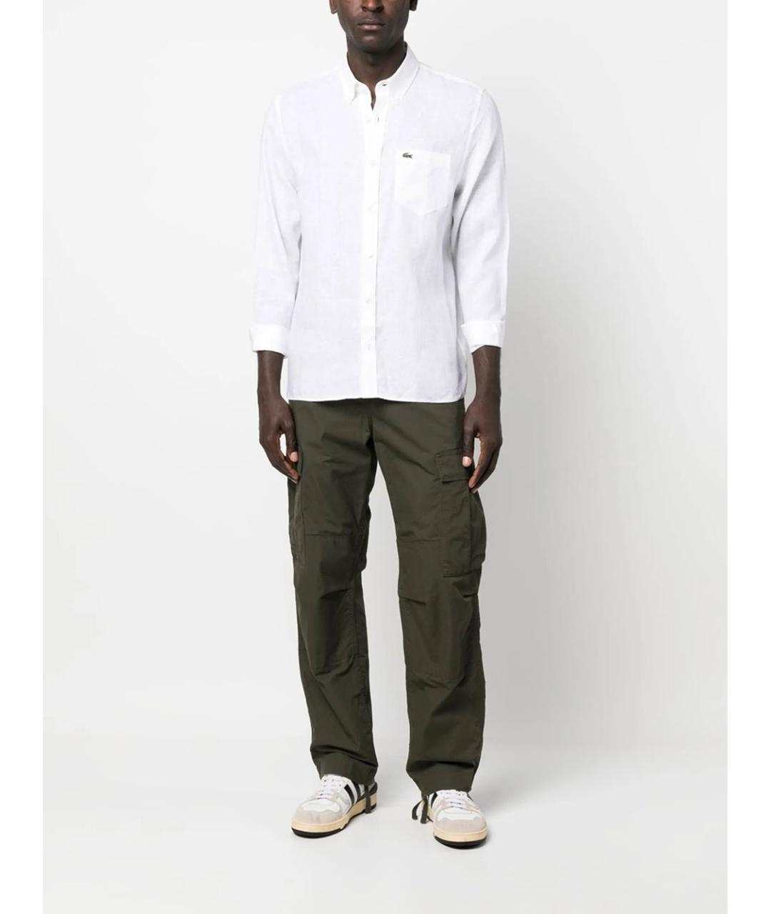 LACOSTE Белая льняная кэжуал рубашка, фото 3