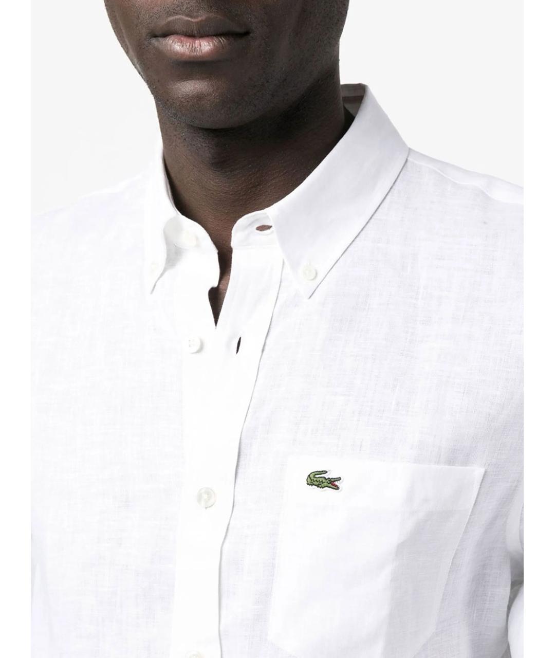 LACOSTE Белая льняная кэжуал рубашка, фото 2