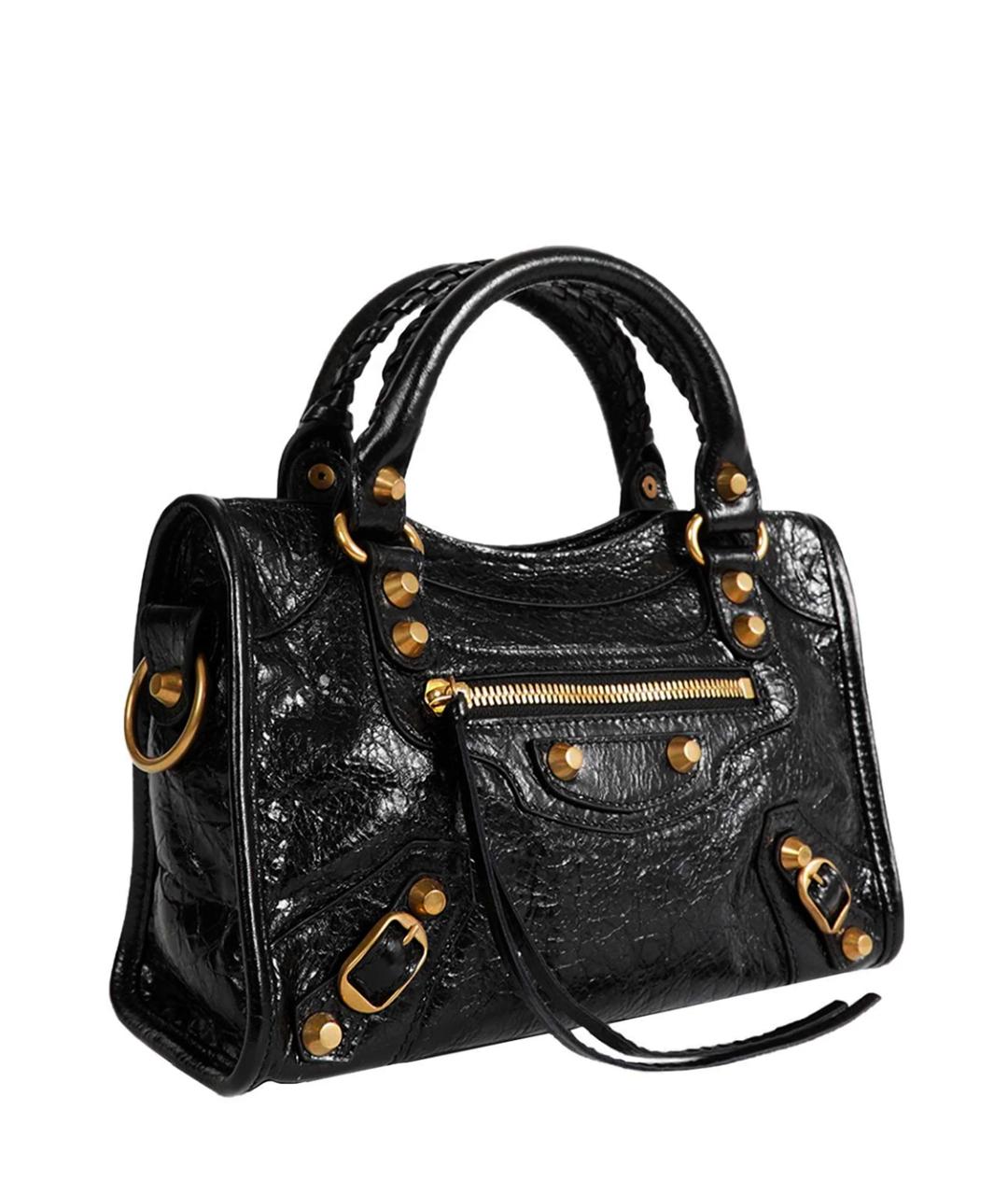 BALENCIAGA Черная кожаная сумка через плечо, фото 2