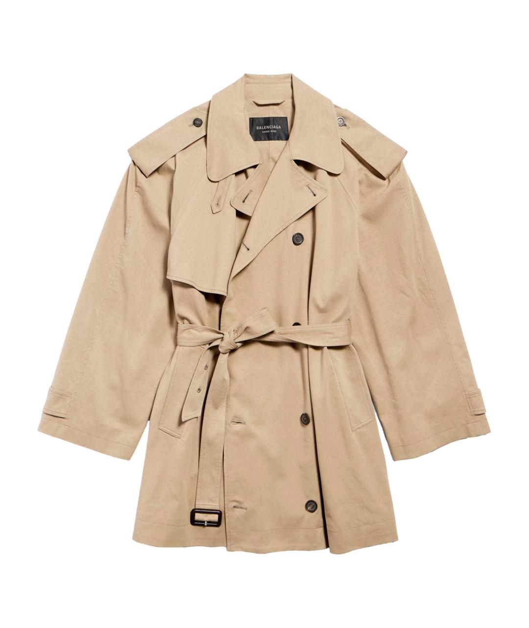 BALENCIAGA Бежевый хлопковый тренч/плащ, фото 1