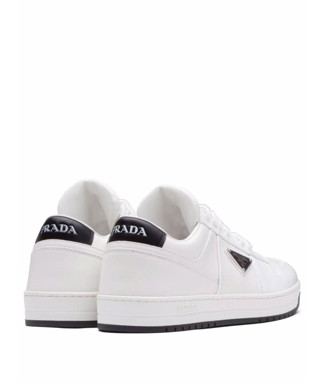 PRADA Белые кожаные низкие кроссовки / кеды, фото 3