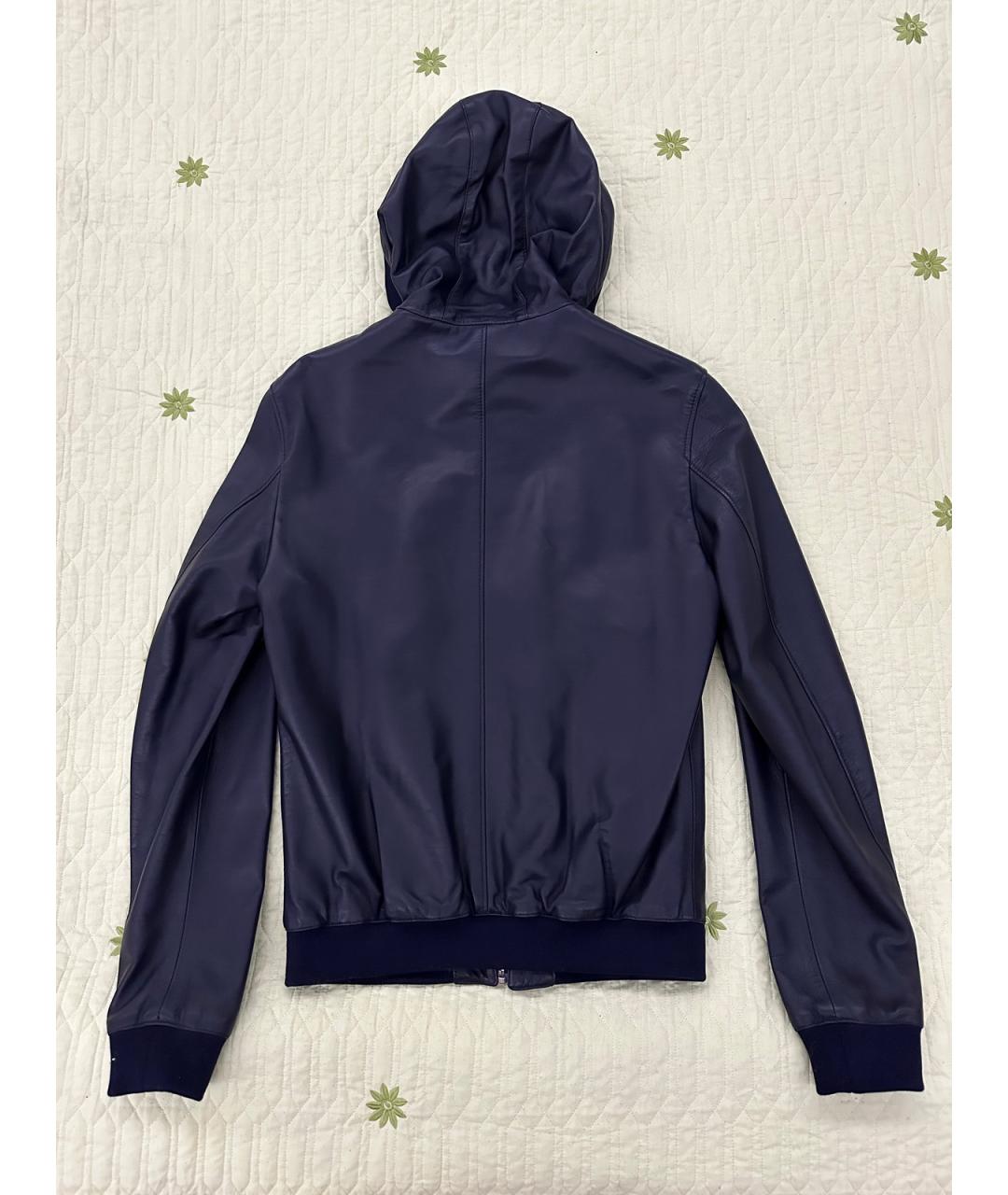 DOLCE&GABBANA Темно-синяя кожаная куртка, фото 7