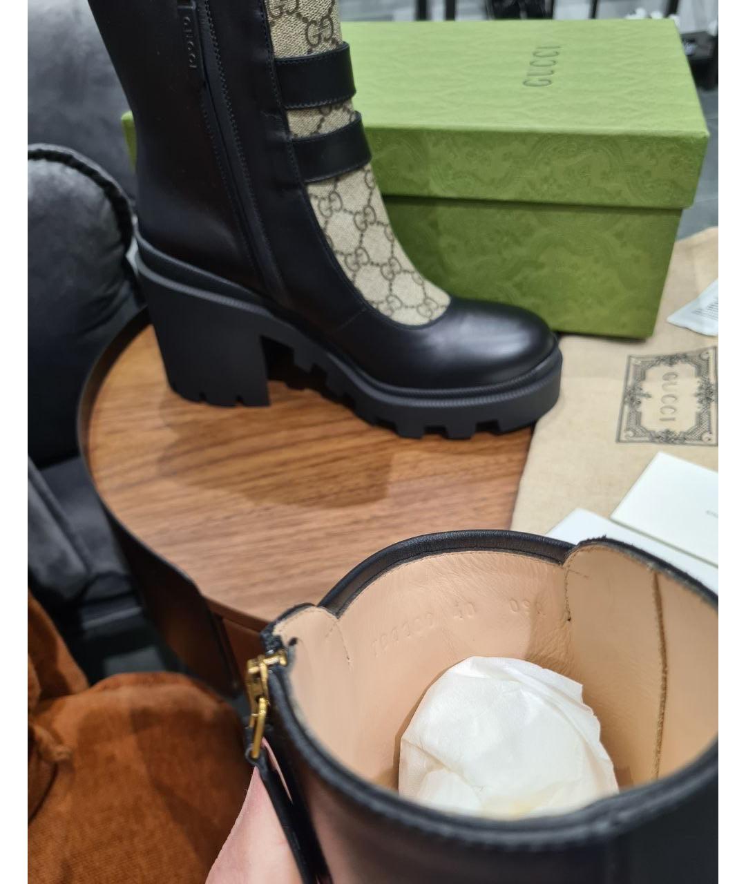 GUCCI Черные кожаные полусапоги, фото 5