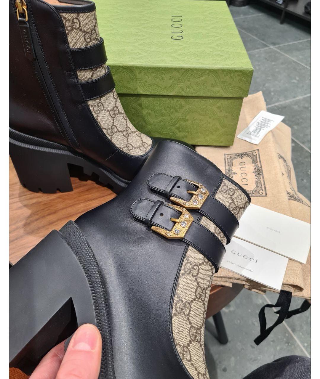 GUCCI Черные кожаные полусапоги, фото 6