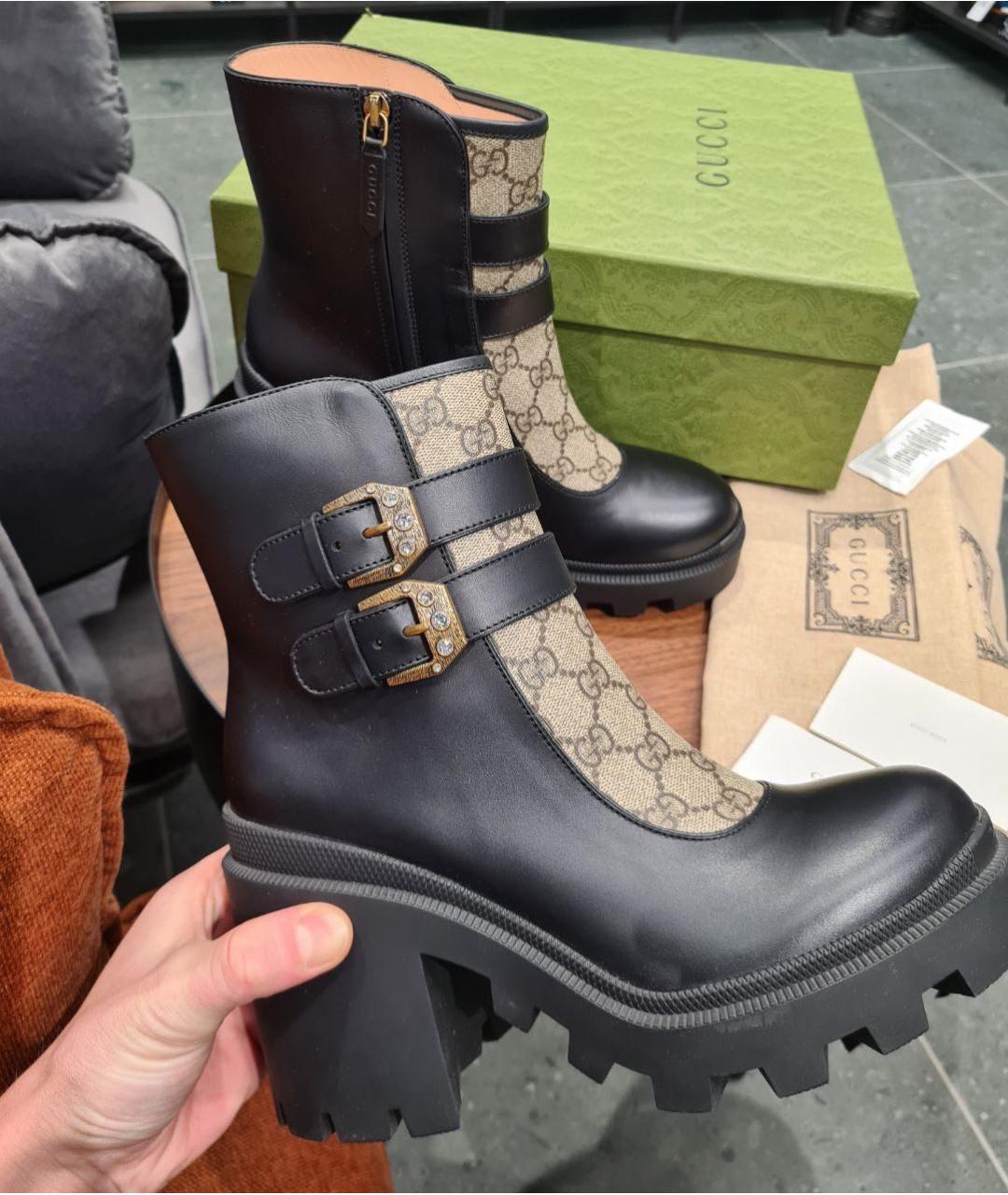 GUCCI Черные кожаные полусапоги, фото 2