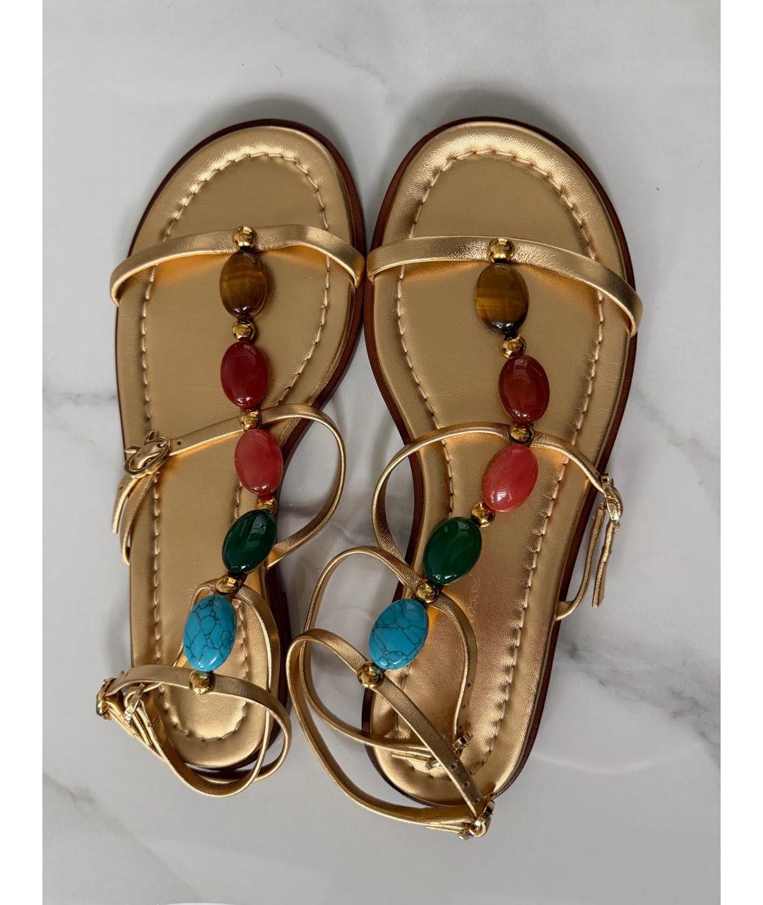 GIANVITO ROSSI Золотые кожаные босоножки, фото 3