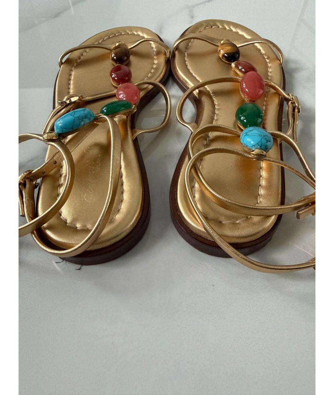 GIANVITO ROSSI Золотые кожаные босоножки, фото 4