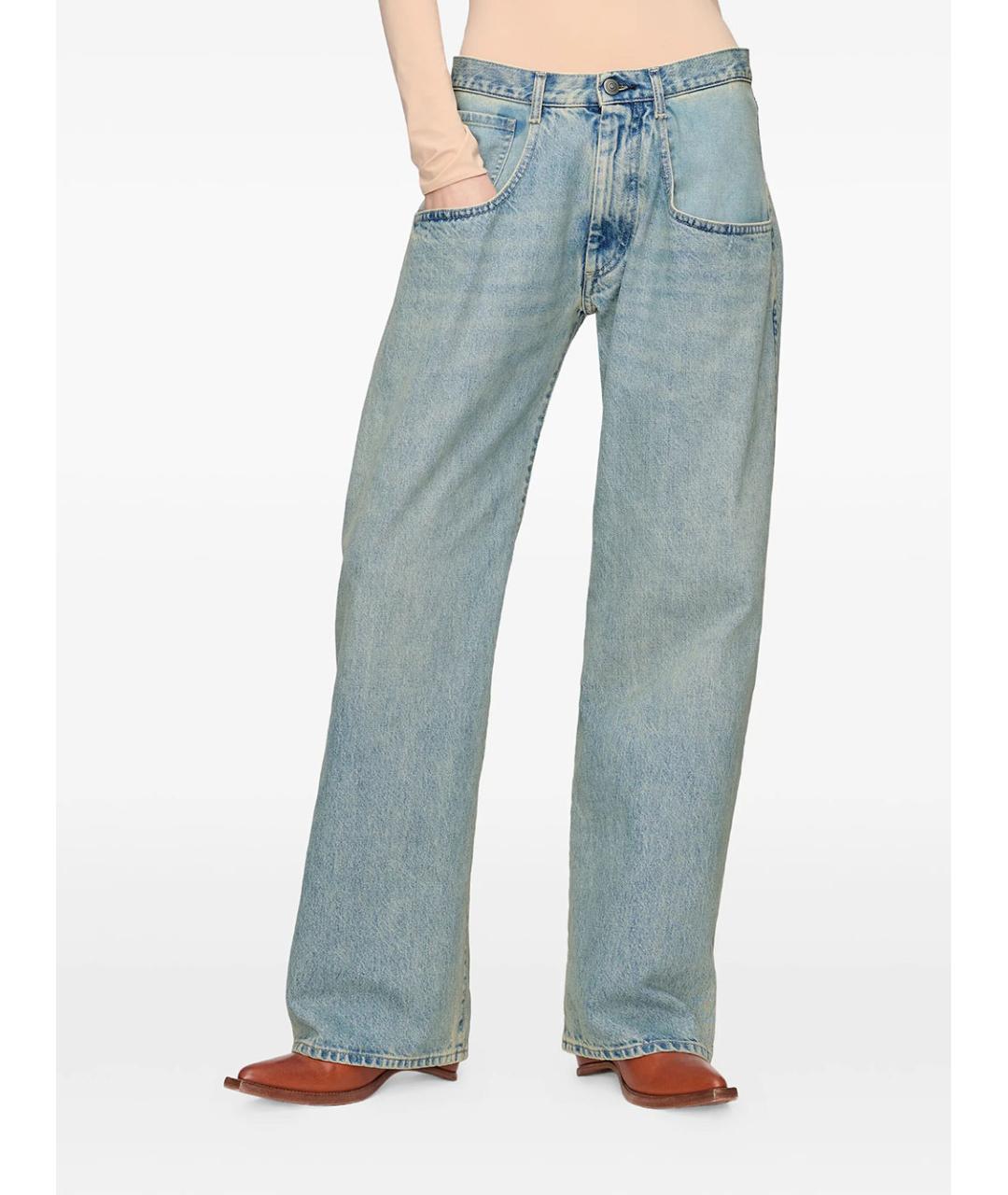 MAISON MARGIELA Синие хлопковые прямые джинсы, фото 5