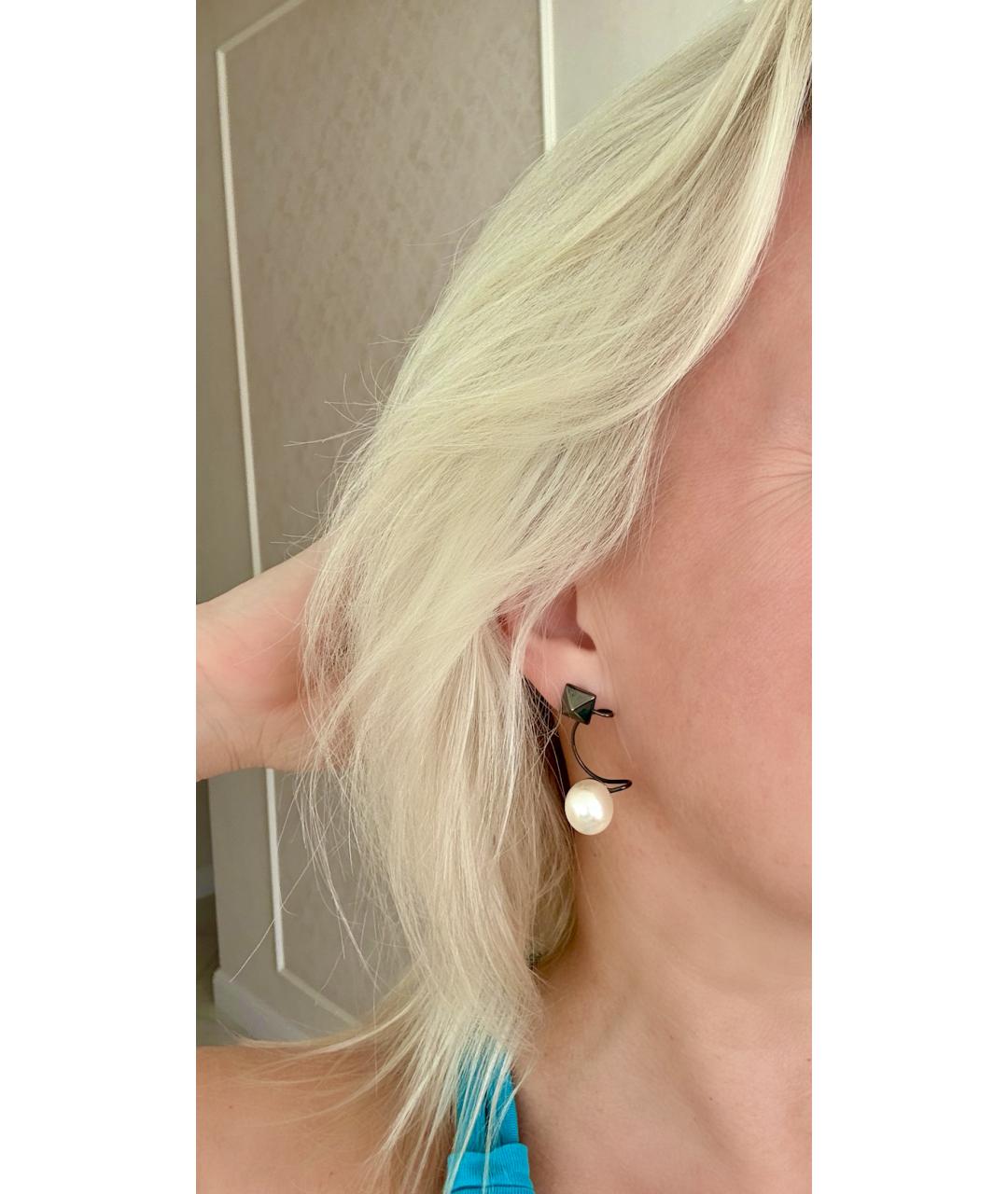 VALENTINO Черные металлические серьги, фото 4