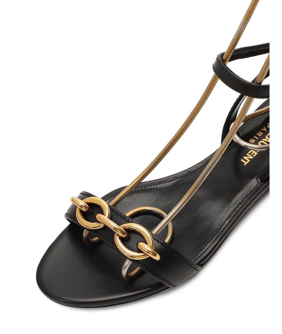 SAINT LAURENT Черные кожаные босоножки, фото 5