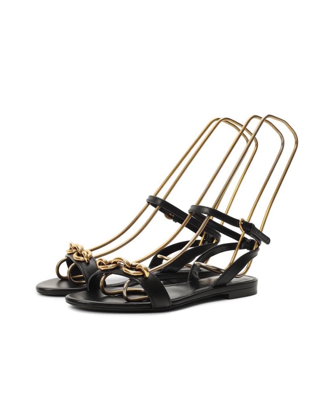 SAINT LAURENT Черные кожаные босоножки, фото 3