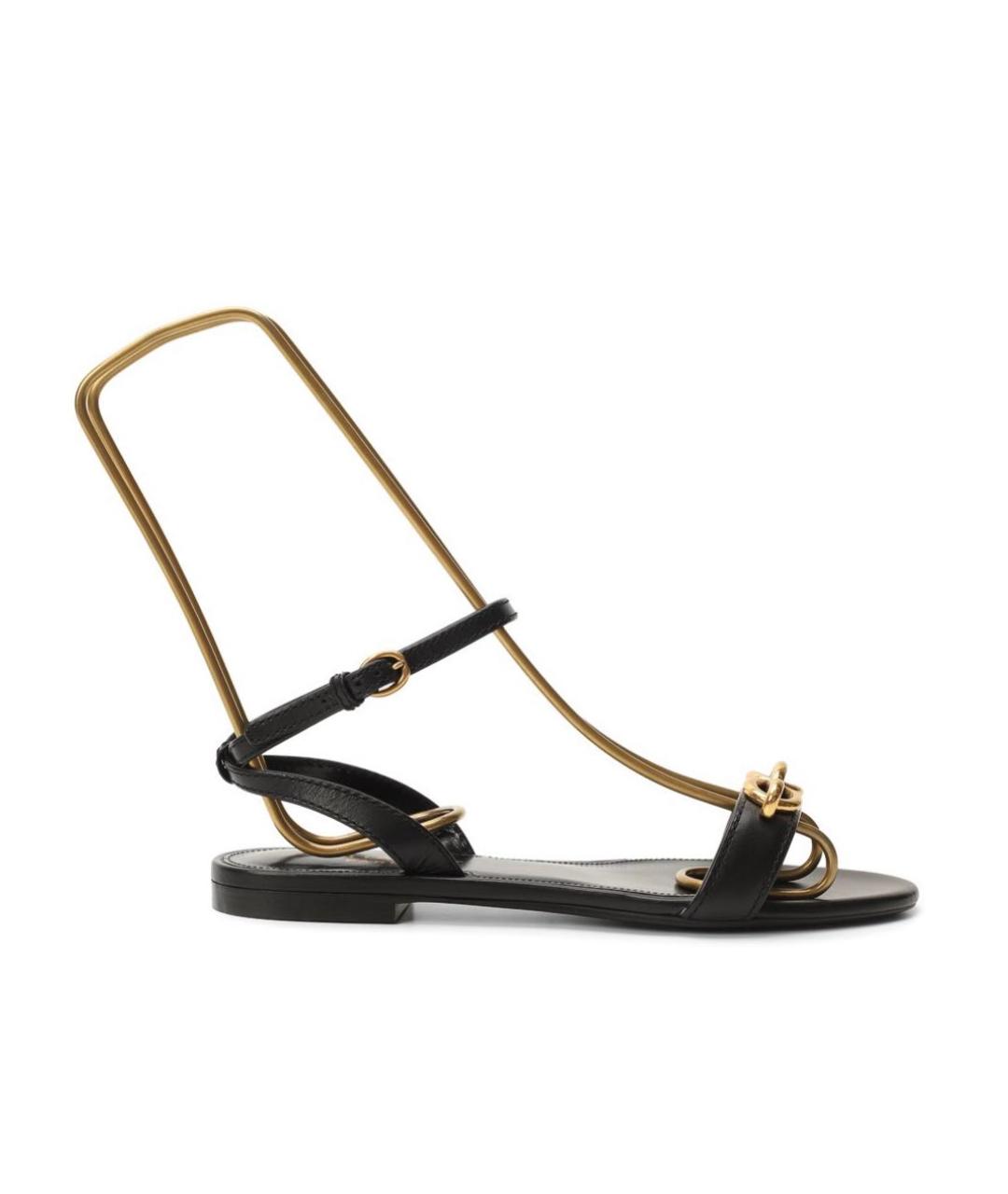 SAINT LAURENT Черные кожаные босоножки, фото 4