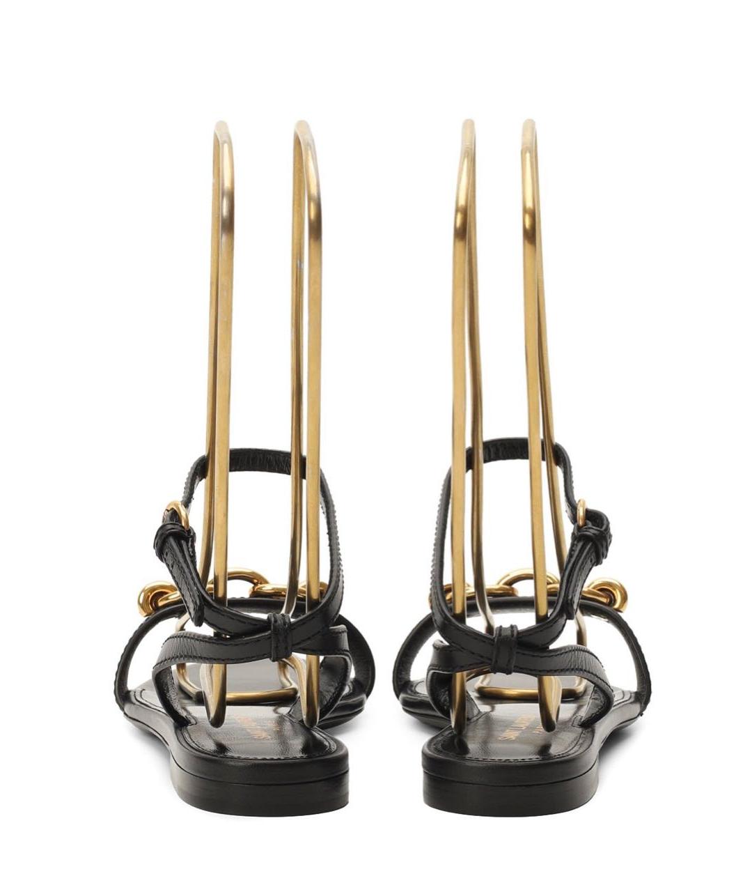 SAINT LAURENT Черные кожаные босоножки, фото 7