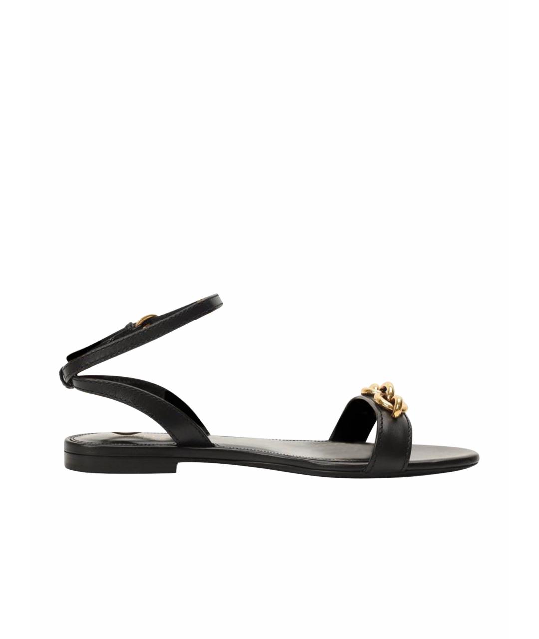 SAINT LAURENT Черные кожаные босоножки, фото 1