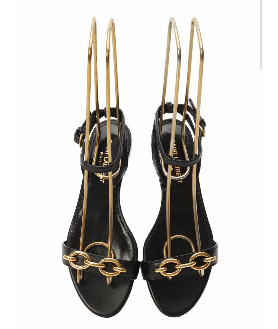 SAINT LAURENT Черные кожаные босоножки, фото 2