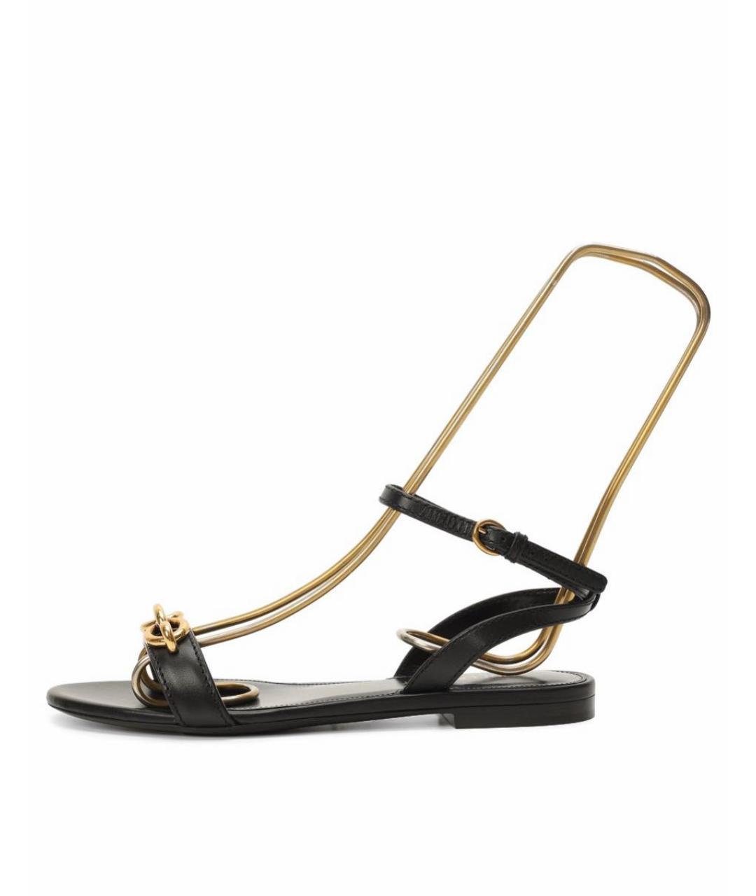 SAINT LAURENT Черные кожаные босоножки, фото 4