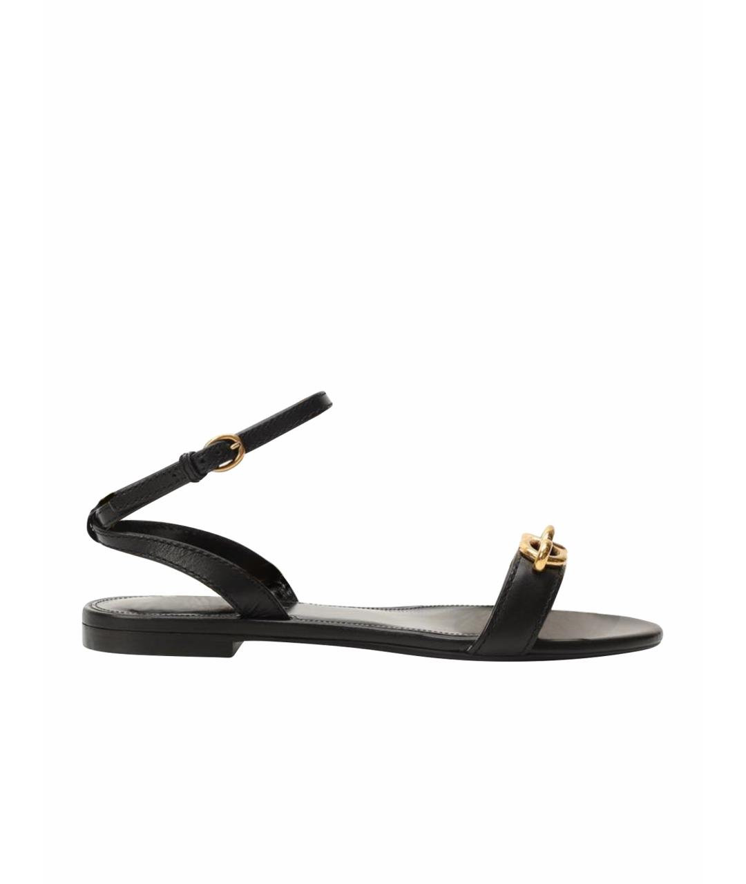 SAINT LAURENT Черные кожаные босоножки, фото 1