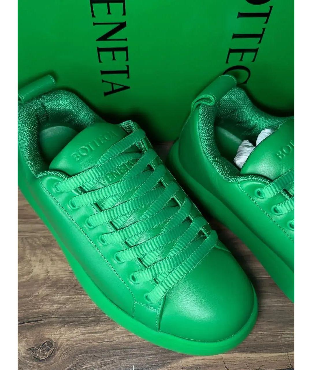 BOTTEGA VENETA Зеленые кожаные кроссовки, фото 3