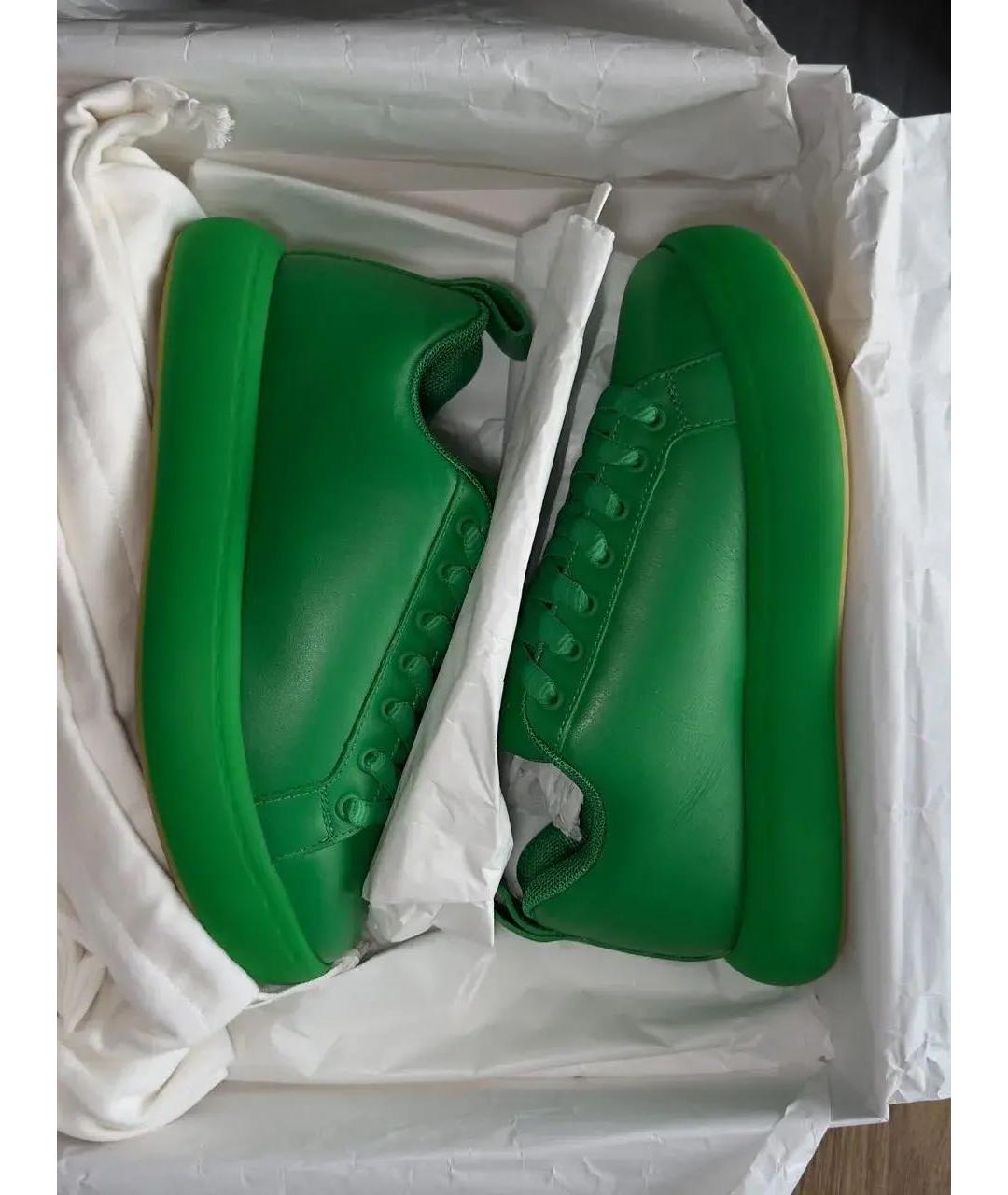 BOTTEGA VENETA Зеленые кожаные кроссовки, фото 2