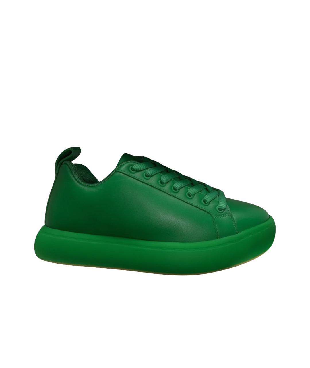 BOTTEGA VENETA Зеленые кожаные кроссовки, фото 1