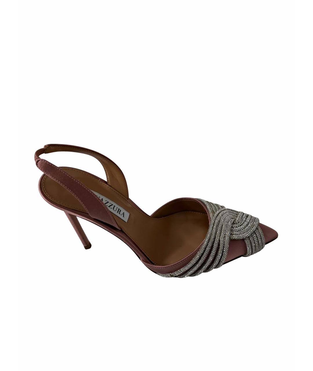 AQUAZZURA Коралловые текстильные босоножки, фото 1