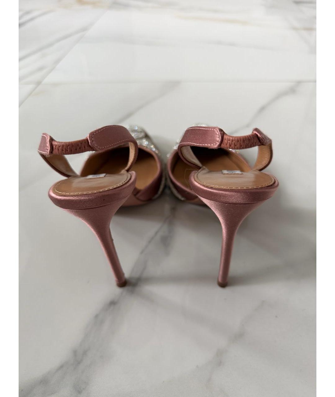 AQUAZZURA Коралловые текстильные босоножки, фото 4