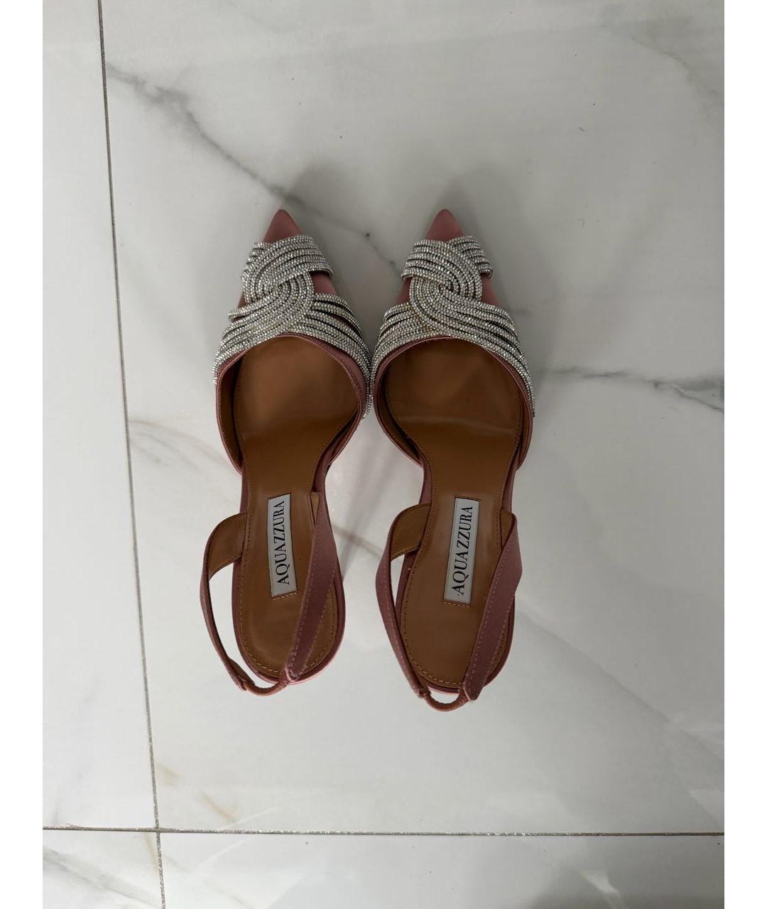 AQUAZZURA Коралловые текстильные босоножки, фото 3